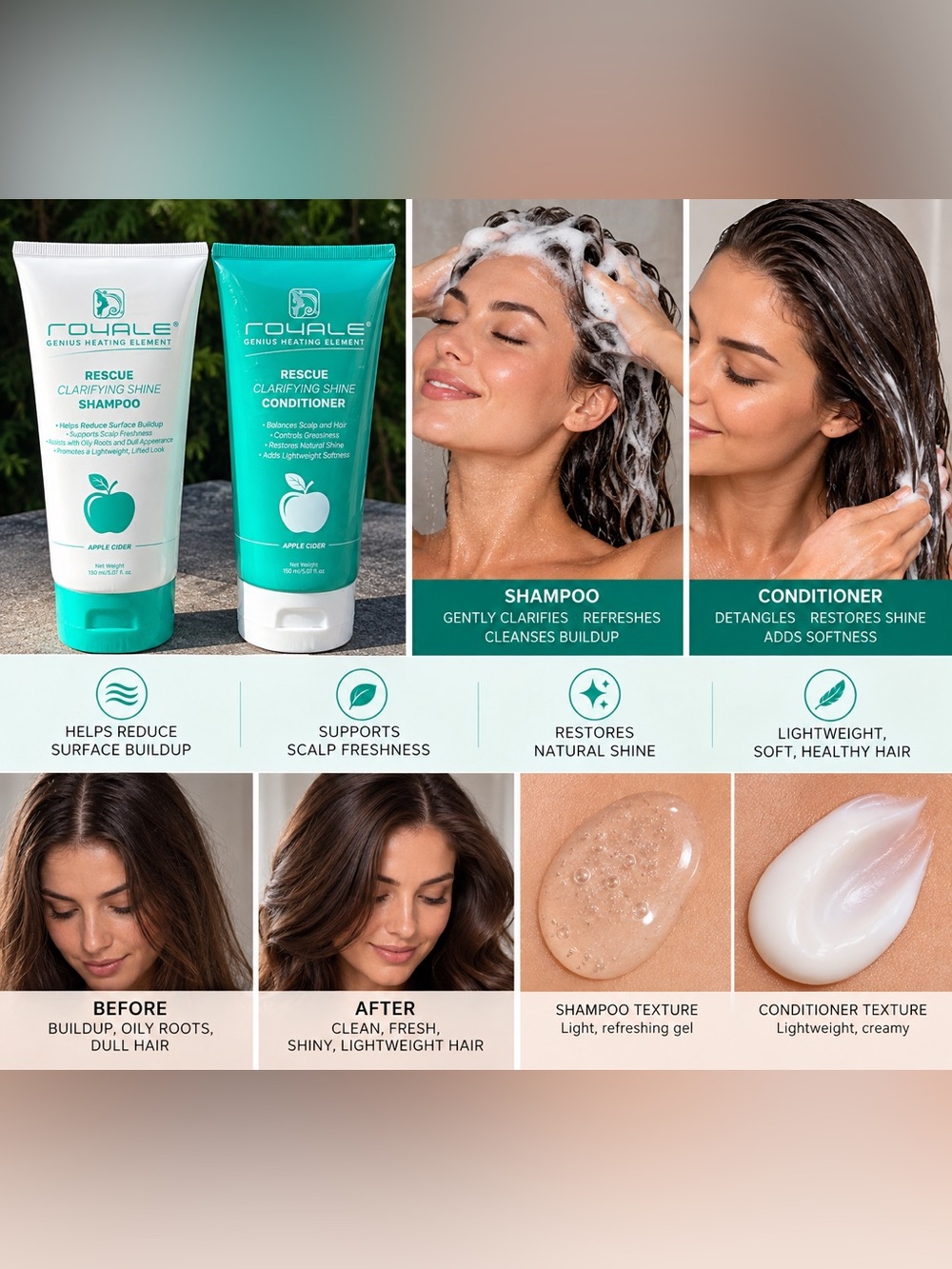 Royale Rescue Clarifying 
Shampoo & Conditioner - Apple Cider ( Set )